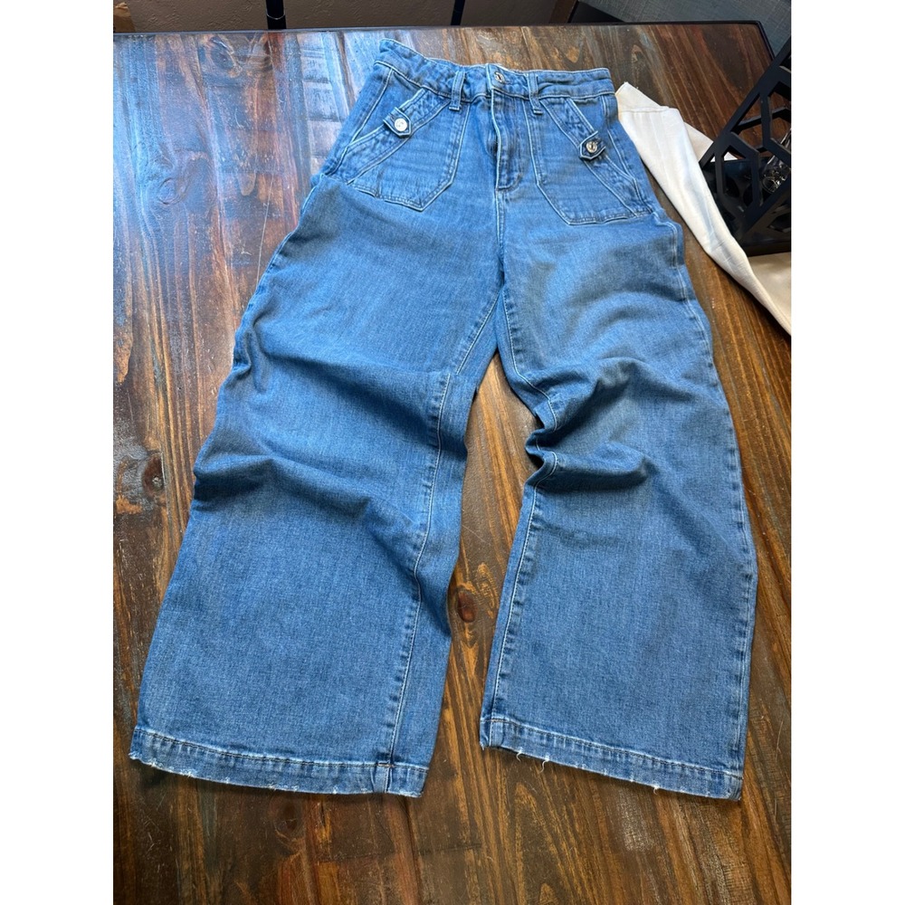 PAIGE Harper Ankle Wide Leg Utility Jeans Medium Wash Blue 26 High Rise